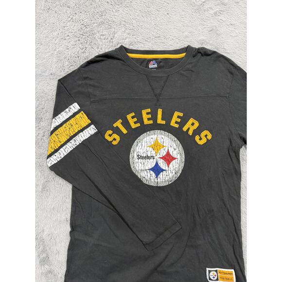 Pittsburgh Steelers Shirt Long Sleeve Mens Medium NFL Football Majestic Tee - Picture 1 of 11